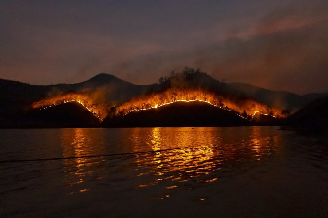 wildfire on mountain