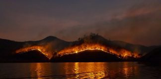 wildfire on mountain