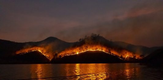 wildfire on mountain