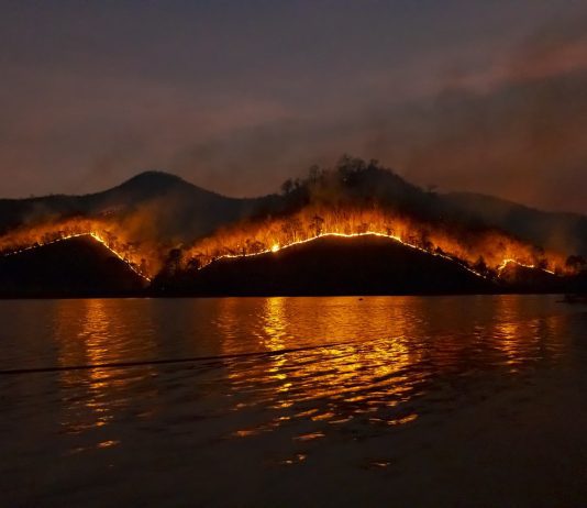 wildfire on mountain