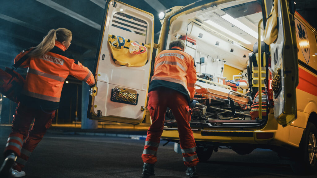 Paramedics at scene after hit and run accident