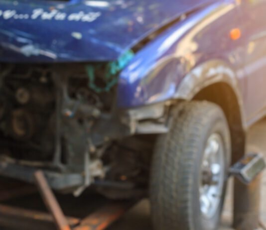 work truck collision, impact from crash