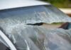 Cement Bag Crashes Through SUV On 805 Killing Elderly Woman Broken windshield of crash vehicle