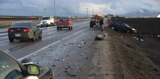 Highway patrol arrive to scene of car crash