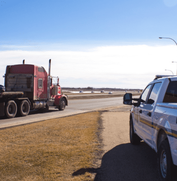 Semitrailer depicted on highway