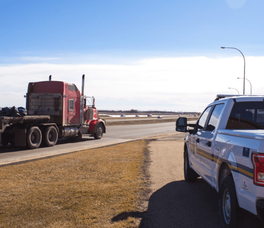 Semitrailer depicted on highway