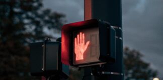 traffic light depicting cross walk symbol