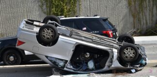vehicle flipped on highway following accident