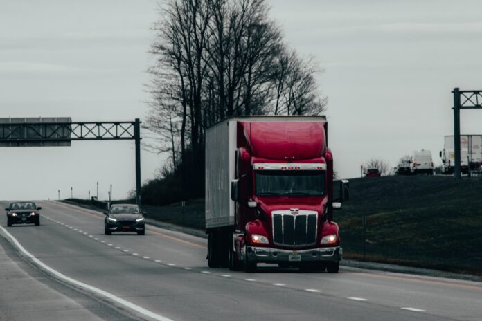 semi-truck large semi truck depicted on highway