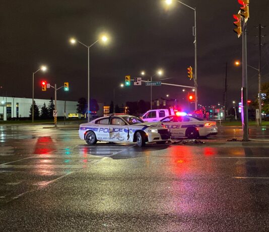 police car struck by vehicle