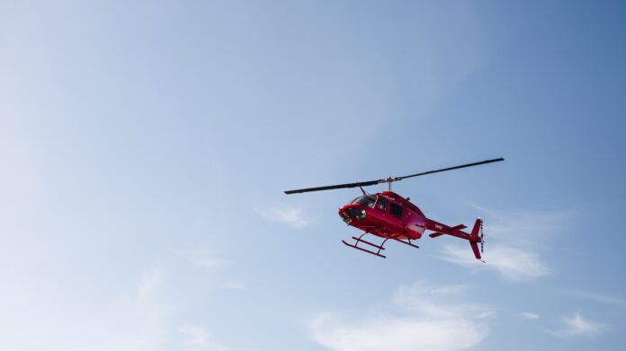 helicopter rescue ambulance arrives to scene of major crash
