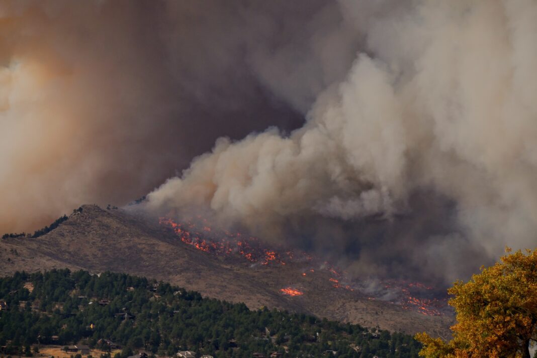 out of control wildfire depicted