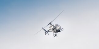 helicopter depicted in the air