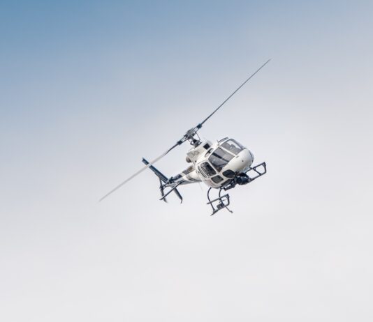 helicopter depicted in the air