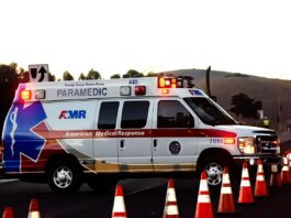 ambulance arrives to scene of incident