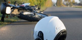 motorcycle depicted after catastrophic crash