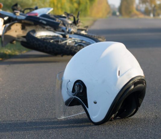 motorcycle depicted after catastrophic crash