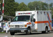 ambulance arrives at scene of incident