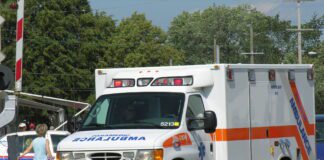 ambulance arrives at scene of incident