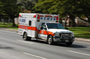 ambulance arrives to scene of accident