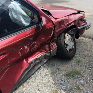 totaled car depicted following wrong way crash